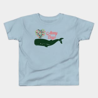 Merry Days Festive Holiday Whale Kids T-Shirt